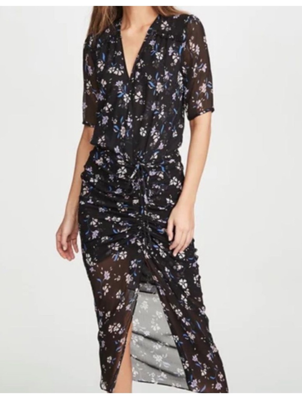 Veronica Beard Mariposa Floral-Print Ruched Dress